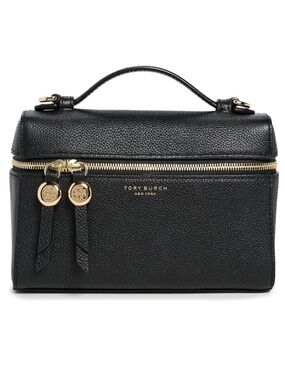 Tory Burch Black Pebbled Leather Romy Top-Handle Bag with Gold Hardware - NWT